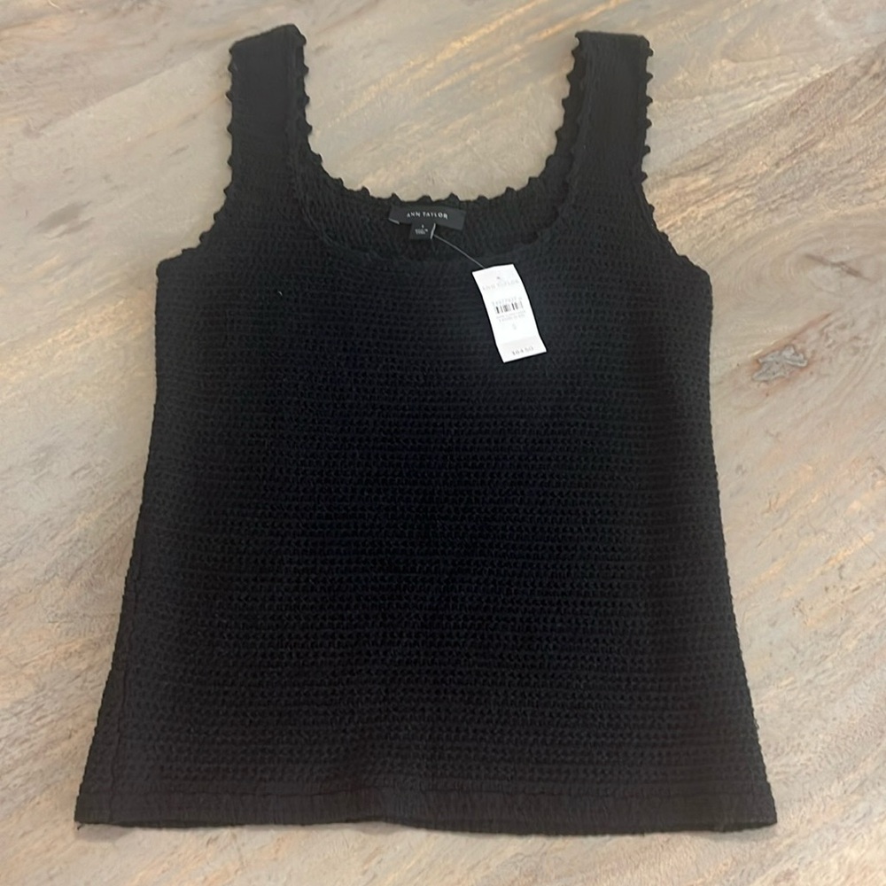 NWT Ann Taylor Crochet Black Tank
